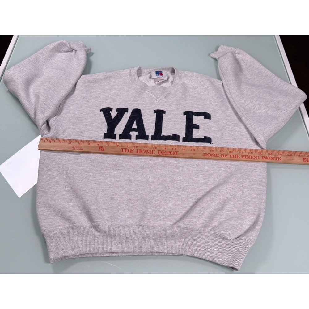 VTG 90s Russell Athletic YALE Crewneck Sweatshirt Mens Large Gray Made In USA - Picture 6 of 11
